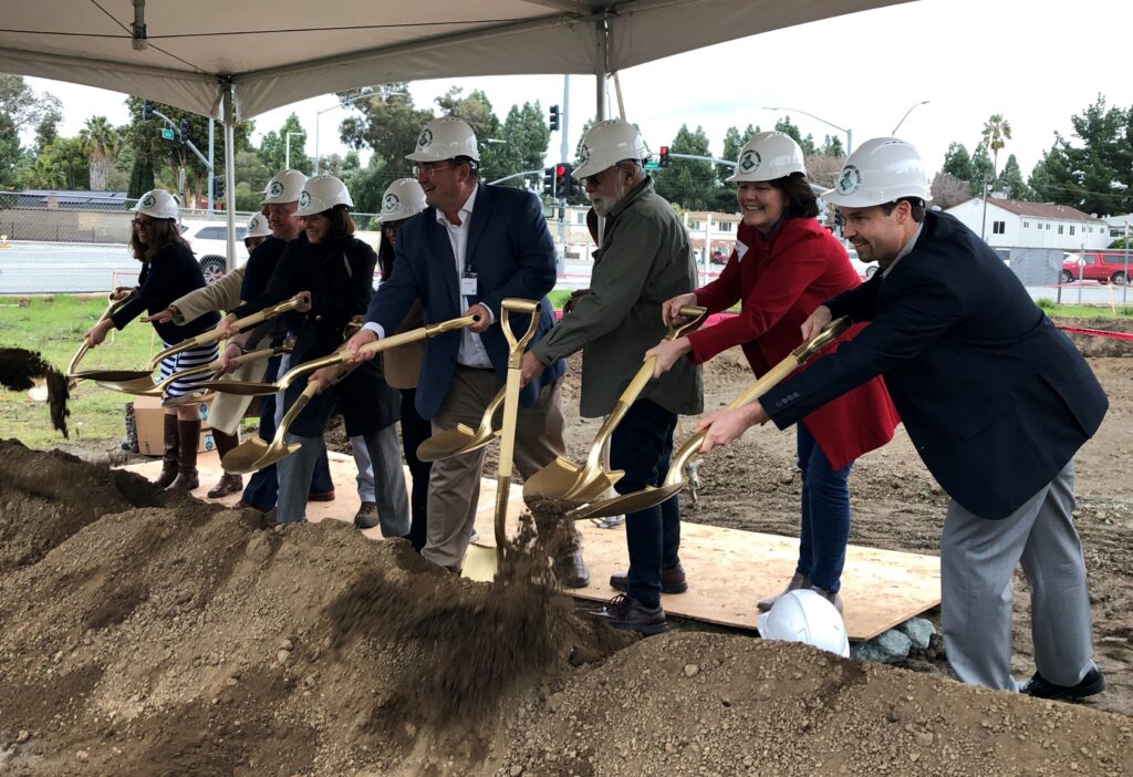 Leigh Avenue groundbreaking - Housing Trust Silicon Valley Acting CEO Julie Mahowald is seen second from right.